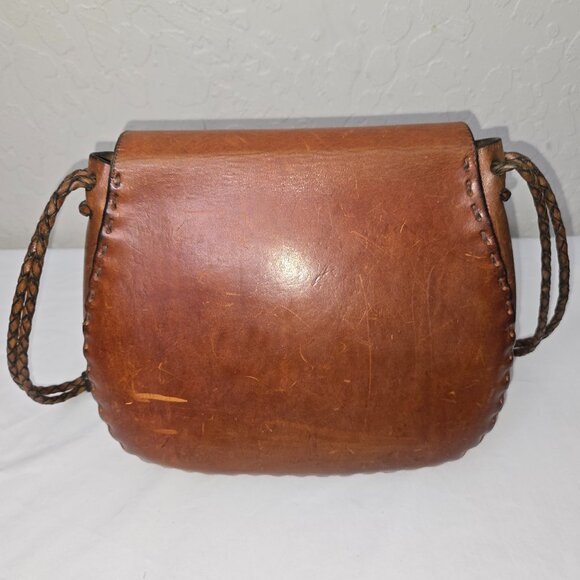 VTG 70s WYLY’S Leather Saddle Bag RUNWAY Gypsy Boho Festival Shoulder Bag Purse - Picture 5 of 10
